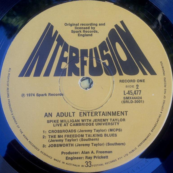 Spike Milligan, Jeremy Taylor – An Adult Entertainment Spike Milligan With Jeremy Taylor Live At Cambridge University (2xLP) LP vinyl record, image 4 of 7