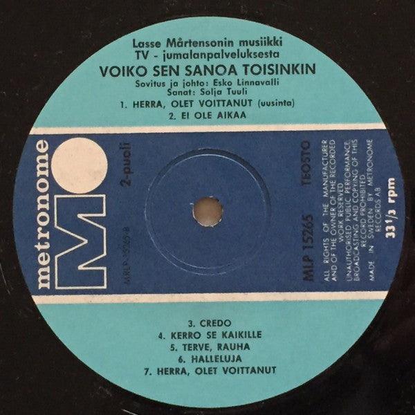 Lasse Mårtenson – Voiko Sen Sanoa Toisinkin LP vinyl record, image 4 of 4