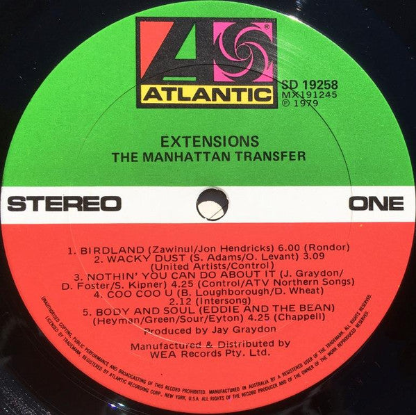 The Manhattan Transfer – Extensions LP vinyl record, image 4 of 5