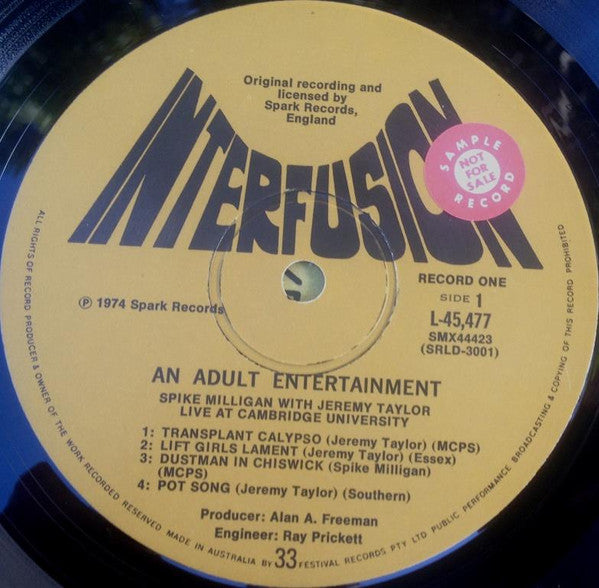 Spike Milligan, Jeremy Taylor – An Adult Entertainment Spike Milligan With Jeremy Taylor Live At Cambridge University (2xLP) LP vinyl record, image 3 of 7