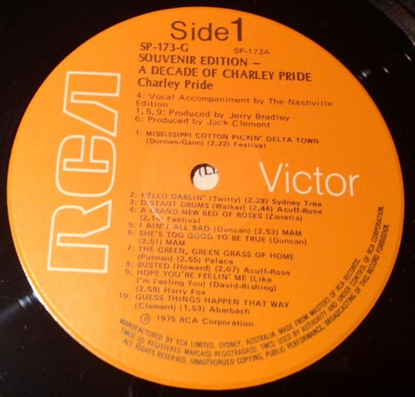 Charley Pride – A Decade Of Charley Pride LP vinyl record, image 5 of 6