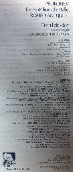 Sergei Prokofiev, Erich Leinsdorf – Romeo And Juliet (Ballet Excerpts) LP vinyl record, image 6 of 10