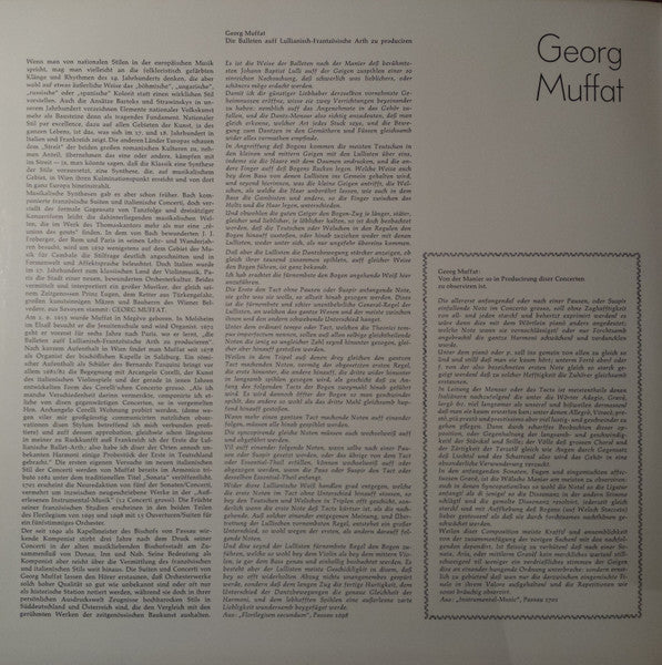 Georg Muffat, La Petite Bande – Concerti & Suiten LP vinyl record, image 3 of 5