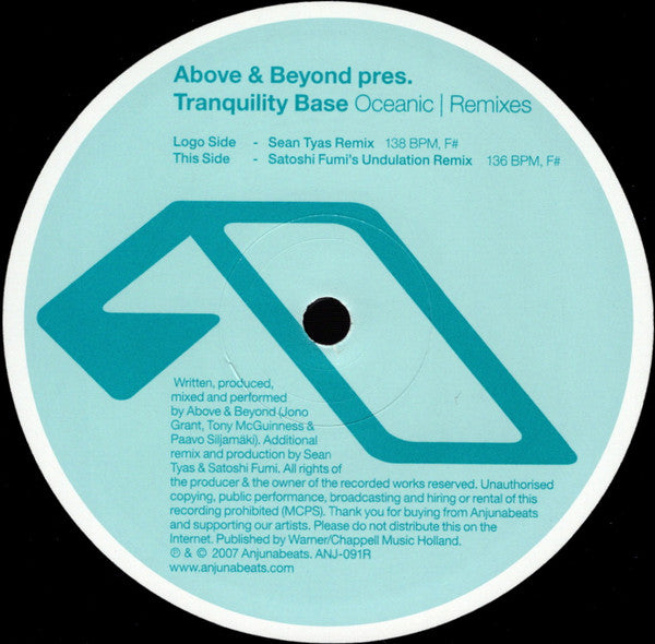 Above & Beyond, Tranquility Base – Oceanic (Remixes) 12" vinyl record, image 4 of 4