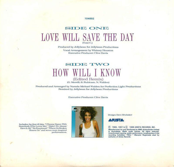 Whitney Houston – Love Will Save The Day 7" vinyl record, image 2 of 4