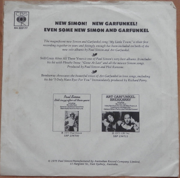 Simon & Garfunkel, Art Garfunkel, Paul Simon – My Little Town // Rag Doll / You're Kind 7" vinyl record, image 2 of 4