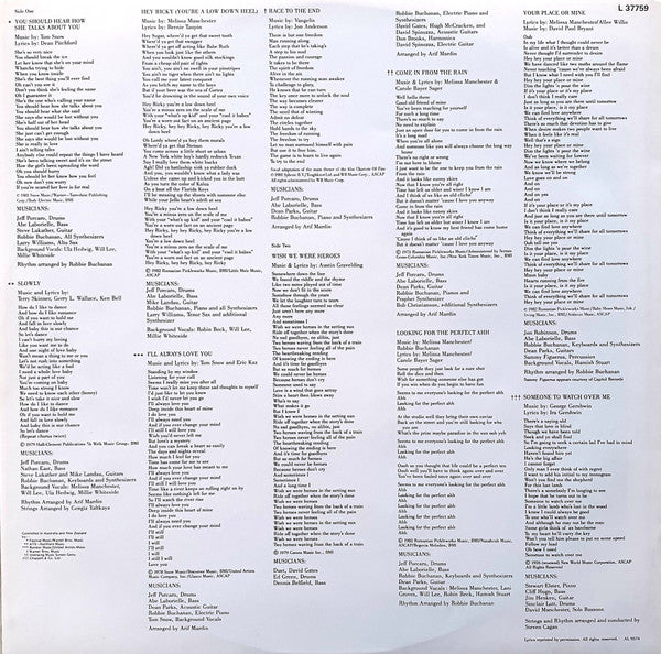 Melissa Manchester – Hey Ricky LP vinyl record, image 5 of 6