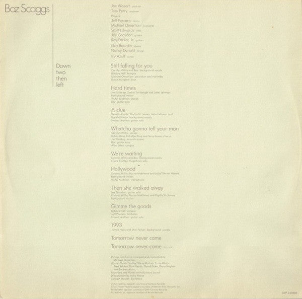 Boz Scaggs – Down Two Then Left LP vinyl record, image 3 of 9