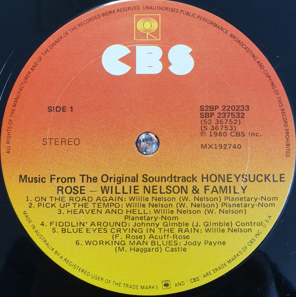 Willie Nelson & Family – Honeysuckle Rose (Music From The Original Soundtrack) (2xLP) LP vinyl record, image 3 of 6