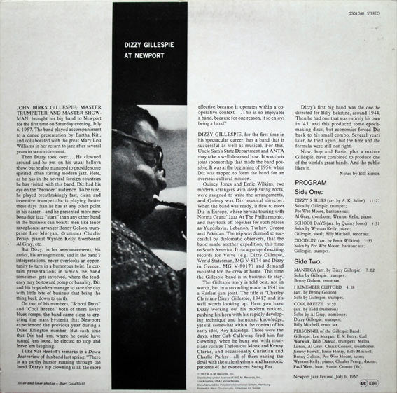 Dizzy Gillespie – At Newport LP vinyl record, image 2 of 4