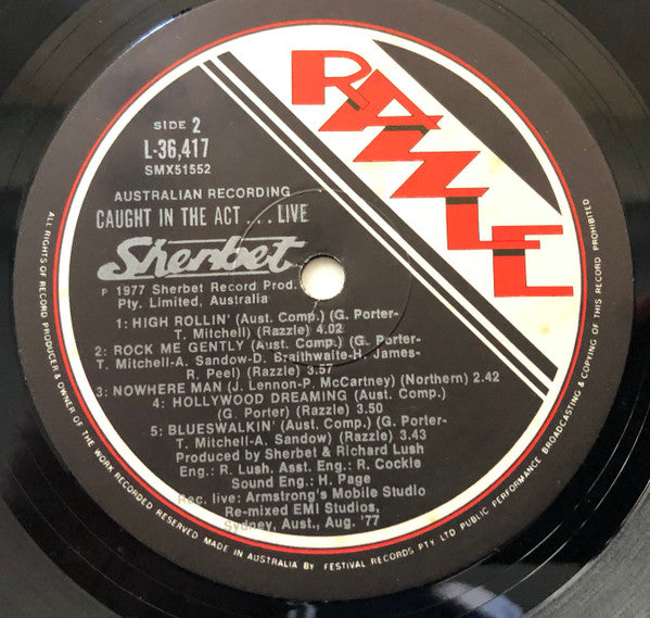 Sherbet – Caught In The Act ... Live LP vinyl record, image 4 of 5