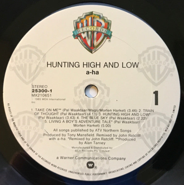 a-ha – Hunting High And Low LP vinyl record, image 5 of 7