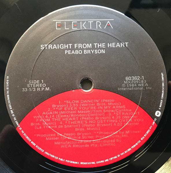Peabo Bryson – Straight From The Heart LP vinyl record, image 3 of 6