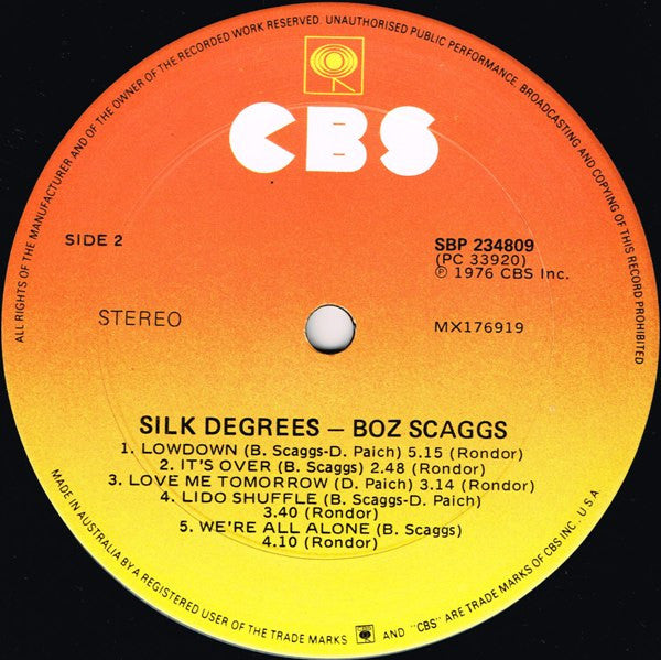 Boz Scaggs – Silk Degrees LP vinyl record, image 5 of 7