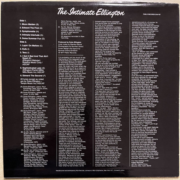 Duke Ellington – The Intimate Ellington LP vinyl record, image 2 of 4