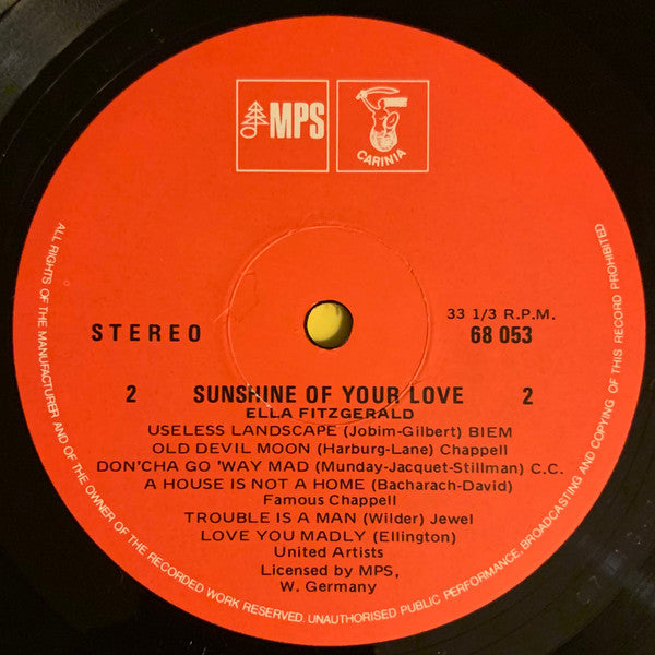 Ella Fitzgerald – Sunshine Of Your Love LP vinyl record, image 4 of 4