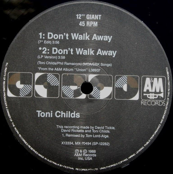 Toni Childs – Don't Walk Away 12" vinyl record, image 4 of 4