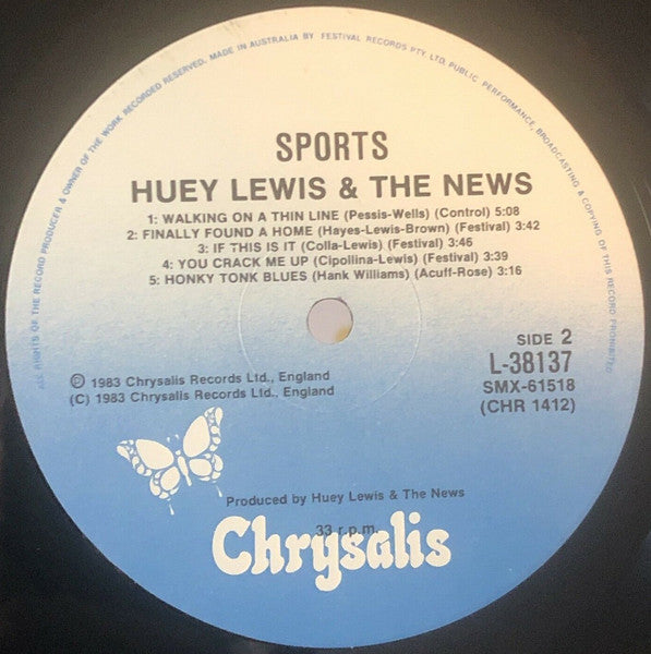 Huey Lewis & The News – Sports LP vinyl record, image 4 of 6