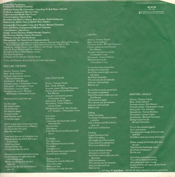 Christopher Cross – Christopher Cross LP vinyl record, image 6 of 6