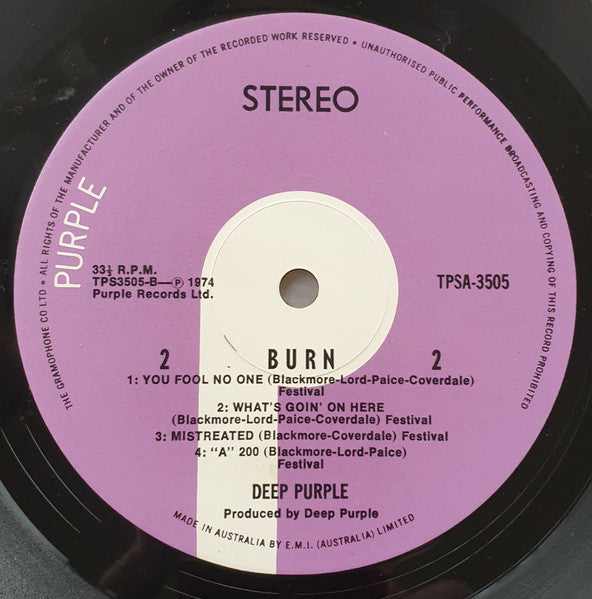 Deep Purple – Burn LP vinyl record, image 4 of 4