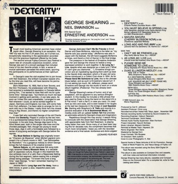 George Shearing, Ernestine Anderson – Dexterity LP vinyl record, image 2 of 3