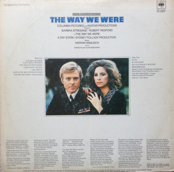 Marvin Hamlisch – The Way We Were (Original Soundtrack Recording) LP vinyl record, image 2 of 4