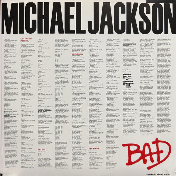 Michael Jackson – Bad LP vinyl record, image 9 of 9