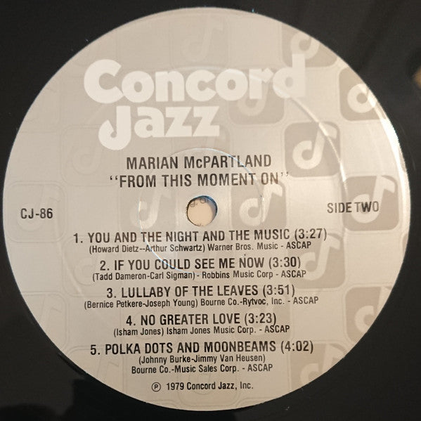 Marian McPartland – From This Moment On LP vinyl record, image 4 of 5