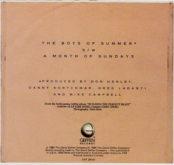 Don Henley – The Boys Of Summer 7" vinyl record, image 2 of 4