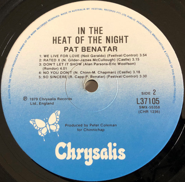 Pat Benatar – In The Heat Of The Night LP vinyl record, image 4 of 4