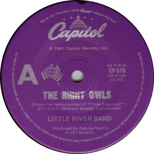 Little River Band – The Night Owls 7" vinyl record, image 1 of 2