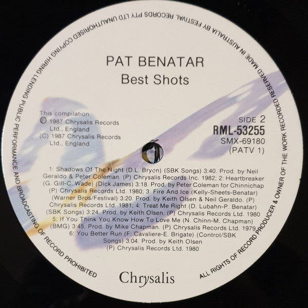 Pat Benatar – Best Shots LP vinyl record, image 5 of 5