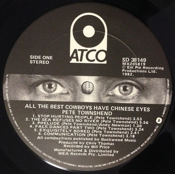 Pete Townshend – All The Best Cowboys Have Chinese Eyes LP vinyl record, image 6 of 9