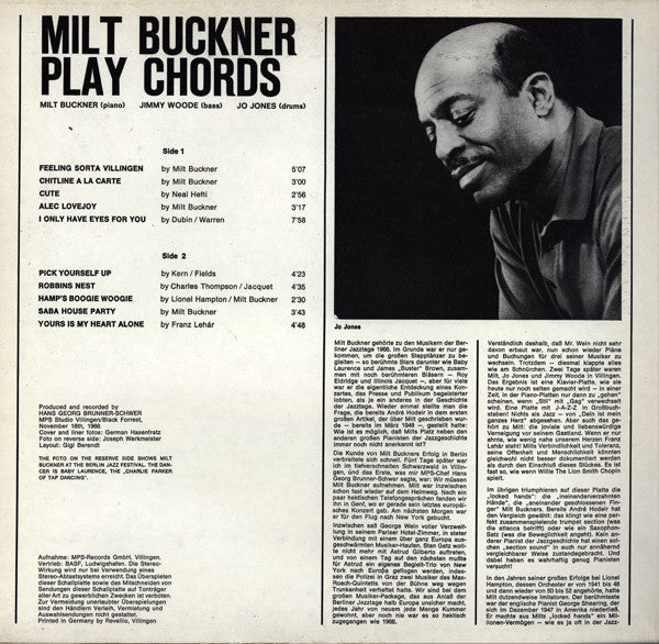 The Milt Buckner Trio, Jo Jones – Play Chords LP vinyl record, image 2 of 6