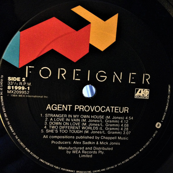 Foreigner – Agent Provocateur LP vinyl record, image 9 of 9