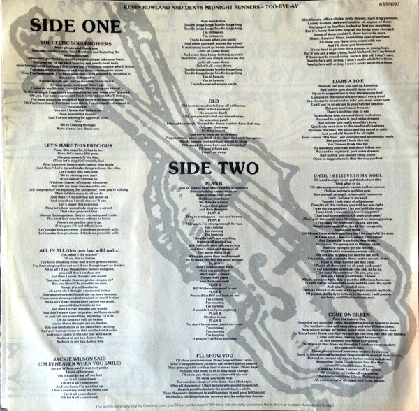 Kevin Rowland, Dexys Midnight Runners – Too-Rye-Ay LP vinyl record, image 4 of 6