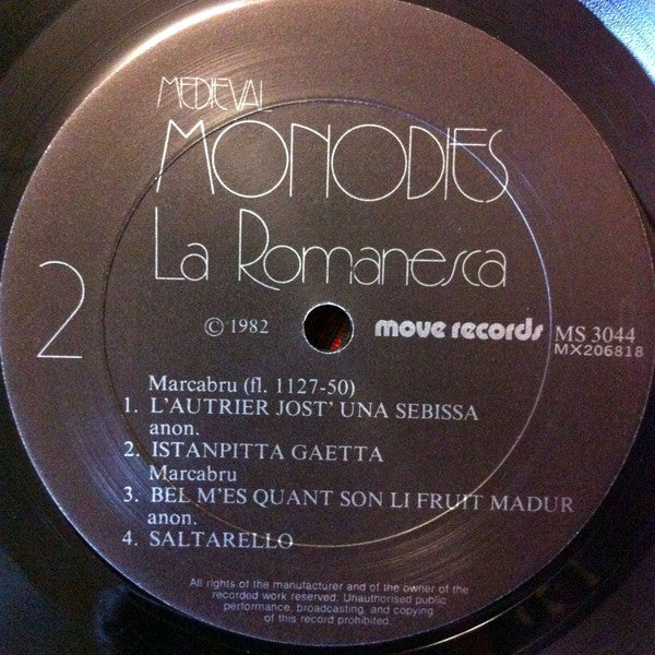 La Romanesca – Medieval Monodies LP vinyl record, image 5 of 5