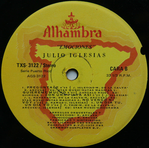 Julio Iglesias – Emociones LP vinyl record, image 7 of 7