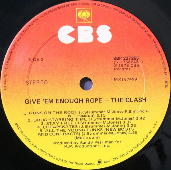The Clash – Give 'Em Enough Rope LP vinyl record, image 4 of 4