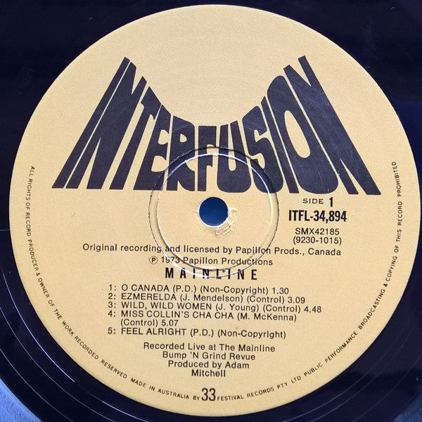 McKenna Mendelson Mainline – The Mainline Bump'n'Grind Revue Live At The Victory Theatre Spadina & Dundas Sunday February 27 1972 LP vinyl record, image 3 of 4