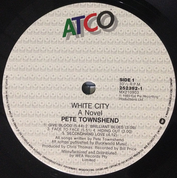 Pete Townshend – White City (A Novel) LP vinyl record, image 3 of 6