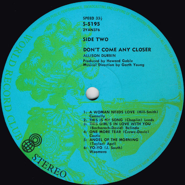 Allison Durbin – Don't Come Any Closer LP vinyl record, image 4 of 6