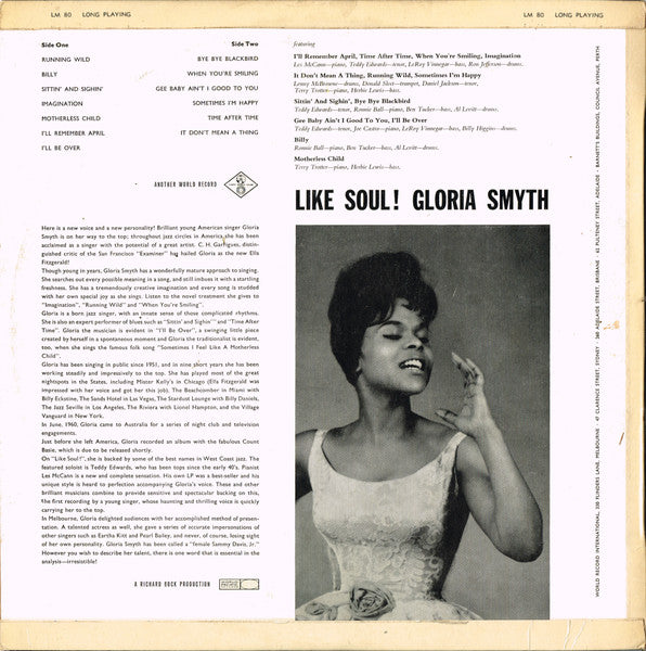 Gloria Smyth – Like Soul! LP vinyl record, image 2 of 6