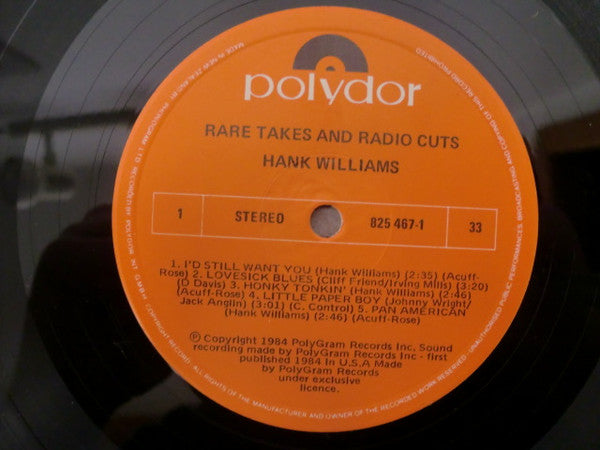 Hank Williams – Rare Takes & Radio Cuts LP vinyl record, image 3 of 4