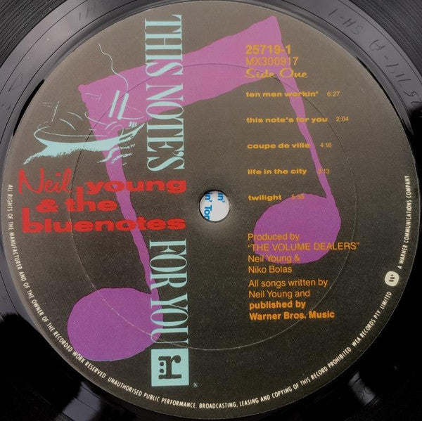 Neil Young, The Bluenotes – This Note's For You LP vinyl record, image 3 of 4