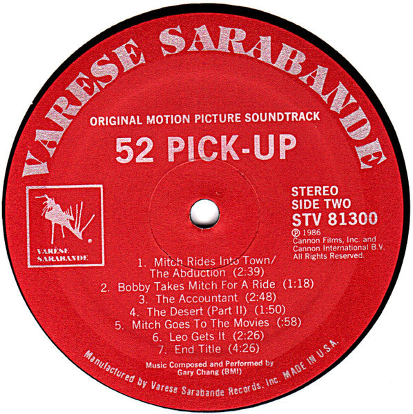Gary Chang – 52 Pick-Up (Original Motion Picture Soundtrack) LP vinyl record, image 4 of 4
