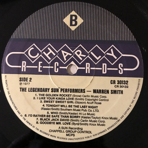 Warren Smith – The Legendary Sun Performers LP vinyl record, image 4 of 4