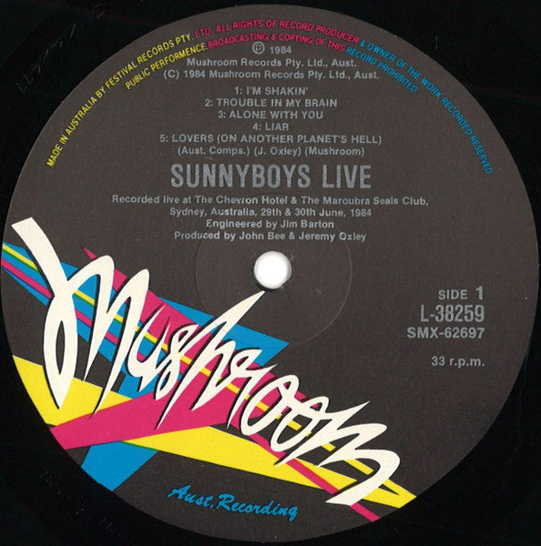 Sunnyboys – Real Live LP vinyl record, image 3 of 4