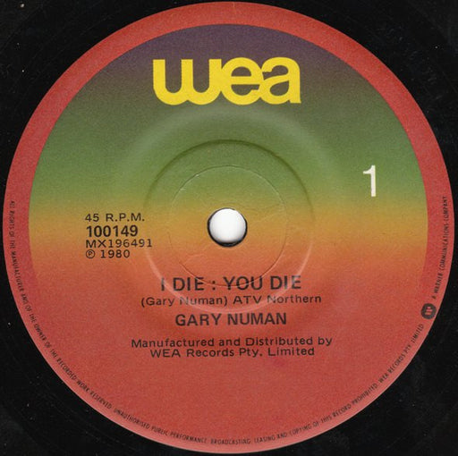 Gary Numan – I Die : You Die 7" vinyl record, image 1 of 2