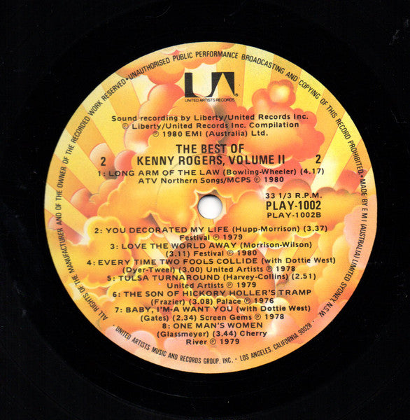 Kenny Rogers – The Best Of Kenny Rogers Vol. 2 LP vinyl record, image 4 of 5